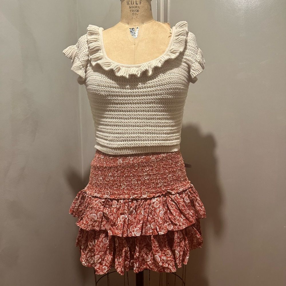 Crochet top and floral skirt